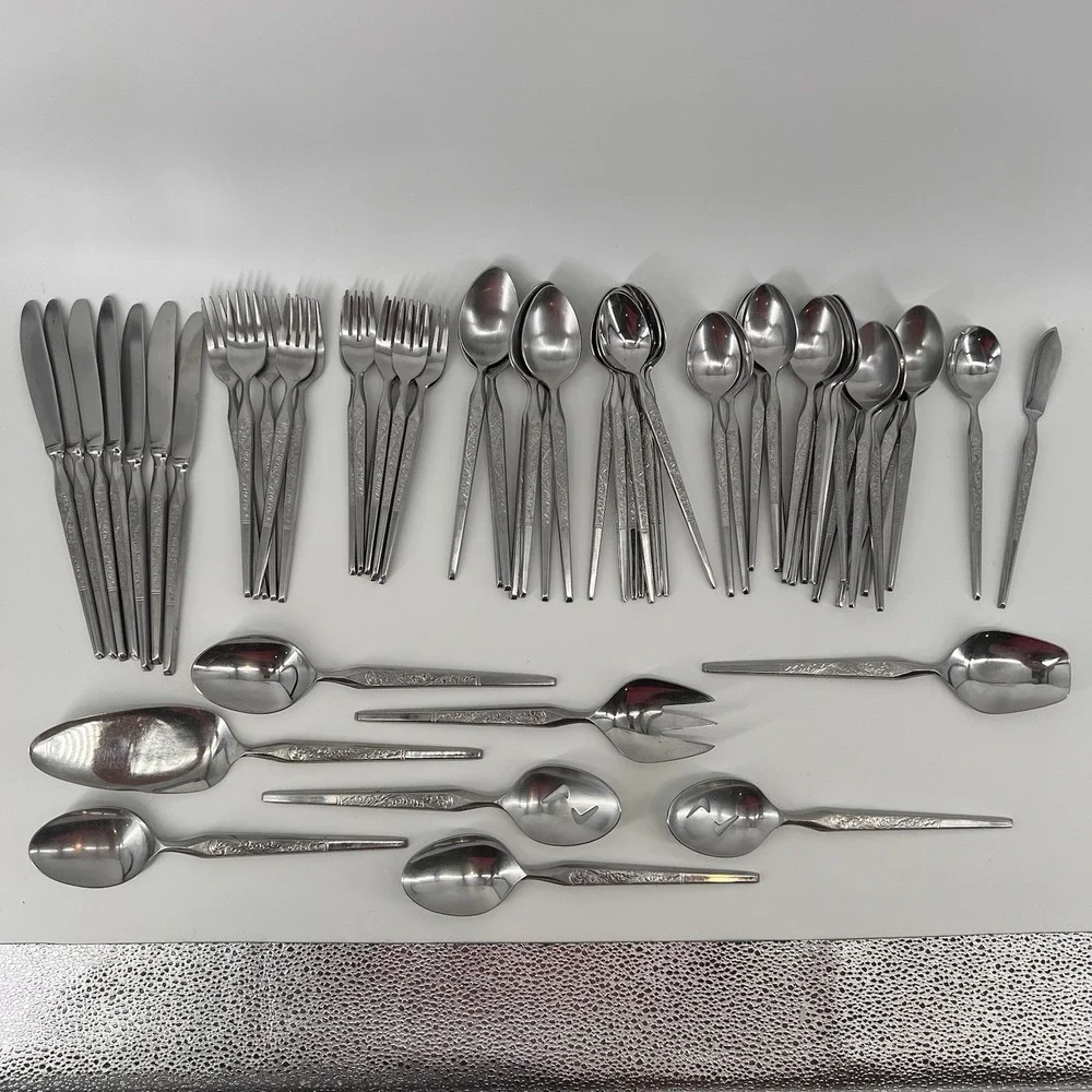 63 Piece WINTHROP W.M. Dalton Stainless Japan‎ Flatware Including Serving Pieces